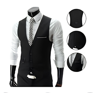 Chaleco de Negocios Profesional Corporativo para Hombre, Cuello en V, Ajustado, con Bolsillos, Botones y Cremallera, Antiarrugas, de Poliéster/Algodón - Product Image 3