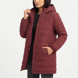 Manteau d'hiver matelassé long et léger pour femme, avec capuche, chaud, mi-long, isolé, décontracté, vente en gros - Product Image 3