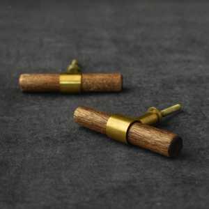 Perillas de puerta de resina epoxi y madera con asas de diseño de acento de cuero para interiores de casas y hoteles - Product Image 4