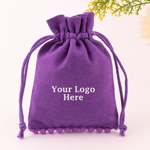 Sacs à cordes en coton et lin imprimés sur toile écologique Emballage cadeau Petit sac à cordon anti-poussière avec logo personnalisé pour savon cosmétique maquillage - Product Image 3