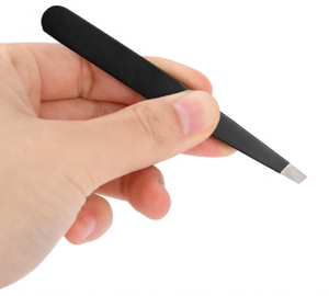 Pince à épiler pour sourcils noir mat en acier inoxydable pour usage professionnel et domestique - Product Image 4
