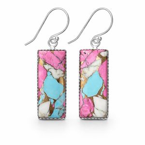 Pendientes de Plata de Ley 925 con Turquesa Algodón de Azúcar, Hechos a Mano, Minimalistas, Colgantes, con Piedras Preciosas, Regalo de Joyería - Product Image 4