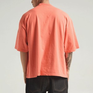 T-shirt en coton crème surdimensionné pour homme, 100% coton, sur mesure, manches courtes, col rond, couleur unie, jersey tricoté, coupe décontractée, OEM ODM - Product Image 3