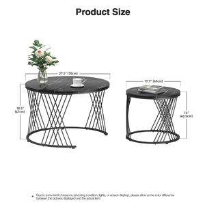 Modern Accent Coffee Tableware Faux <b>Marble</b> Top Custom Color Powder Coated Metal Construction for Living Room Apartment Furniture - Product Image 2