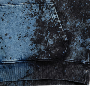 Sweat à capuche oversize pour homme, délavé à l'acide, avec broderie frontale, poche kangourou, capuche à cordon de serrage, poignets côtelés, style streetwear vintage - Product Image 5