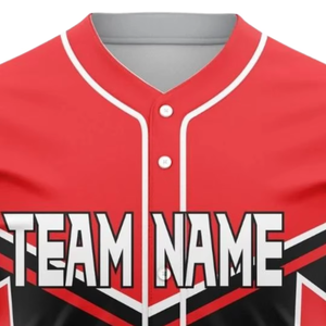 Top Rated Baseball Jersey Premium Men's <b>Red</b> Black Team Name Sublimated Moisture Wicking Button Up Short Sleeve Uniform Adult - Product Image 6