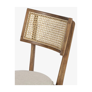 Outdoor Dining <b>Chair</b> Natural <b>Teak</b> Wood And Rattan With Cushion Upholstery Furniture Living Room - Davin - Product Image 5
