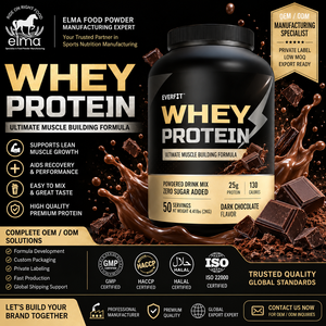 Fournisseur de poudre de protéines de lactosérum à la vanille en marque privée en Malaisie, fabrication OEM de shakes WPC sur mesure, croissance musculaire pour adultes, 20-29g - Product Image 1