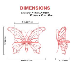 Panca a Farfalla in Ferro Robusto da 50 Pollici, Rosa, per Spazi Esterni, Veranda, Prato, Giardino, Cortile - Product Image 5