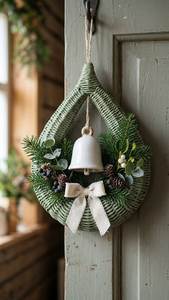 Premium Rattan Decorate <b>Christmas</b> Teardrop <b>Wreath</b> Ornament Handmade Woven Holiday Display Decor - Product Image 2