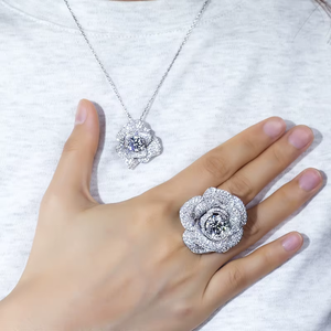 2 CARAT Lab Grown White Gold Diamond <b>Ring</b> Round Brilliant Cut Flower Design IGI Certified Unisex Wedding Jewelry Romantic Style - Product Image 5