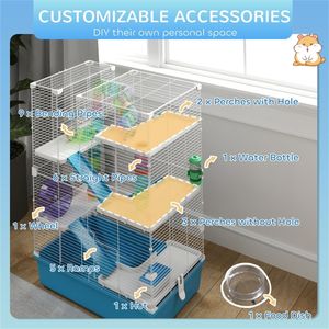 Gabbia di Lusso per Criceti Piccola, Media e Grande in Acciaio Inox e Vetro con Motivo Personalizzato per l'Allevamento e l'Uso Interno - Product Image 2