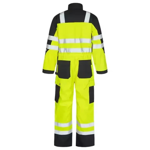 Overol de Seguridad Reflectante de Alta Visibilidad, Ropa de Trabajo Unisex para Fábrica y Taller, Corte Regular, Amarillo y Negro - Product Image 4