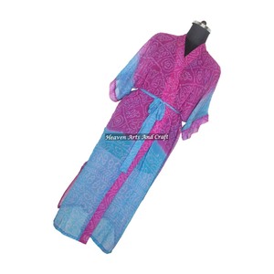 KL005 Bohemian Silk Sari Kimono Long <b>Robe</b> Winter Autumn Summer Wear Full Length Long Sleeves Quick <b>Dry</b> Vintage Cover - Product Image 5