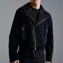 Veste en cuir de luxe pour homme, style designer, motif tendance, en cuir véritable, fermeture éclair, vêtement d'extérieur, personnalisable OEM ODM - Product Image 6