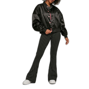 <b>Women</b> Color Block Bomber Jacket Fashion Streetwear Casual Zip Up <b>Coat</b> Custom OEM Wholesale Factory - Product Image 1