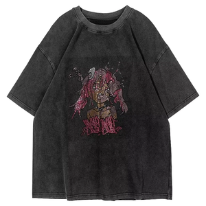 เสื้อยืดโอเวอร์ไซส์ลายกราฟิกสไตล์วินเทจสำหรับผู้ชาย ตกแต่งด้วยคริสตัล สไตล์ฮิปฮอป สตรีทแวร์ ผ้าคอตตอนหนานุ่ม ซักแบบวินเทจ ขายส่ง - Product Image 5