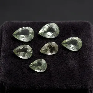 Natural <b>Green</b> <b>Amethyst</b> 9mm Pear Shape Faceted Gemstone February Birthstone Crystal for Fine Jewelry Making - Product Image 6