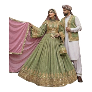 Wedding Bridal Wear Afghani <b>Dress</b> Women Floor Length O Neck Long Sleeve Embroidery A Line Party Wedding <b>Dress</b> For Afghan Brides - Product Image 1