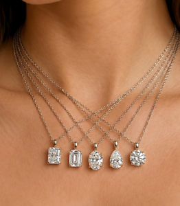 Pendentif collier solitaire en or massif 10K 14K 18K avec diamant de laboratoire de forme ronde et multi-formes, couleur DEF, clarté VS VVS, certifié IGI - Product Image 4