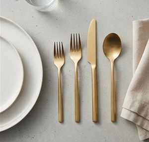 Ensemble de couverts en or, design minimaliste, finition miroir haute brillance, passe au lave-vaisselle, couverts en métal pour les occasions de mariage - Product Image 5
