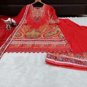 Kurti Maslin Premium Tradicional para Mujer, Reversible, Antiarrugas, Elástico, Bordado Intrincado, Bordado con Espejo de Aspecto Real - Product Image 6