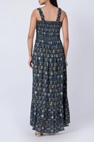 Robe trapèze pour femme, qualité supérieure, personnalisée, douce, à motifs floraux, à bretelles, smockée, écologique, coupe ajustée, respirante, col en V, taille élastique, pour les vacances