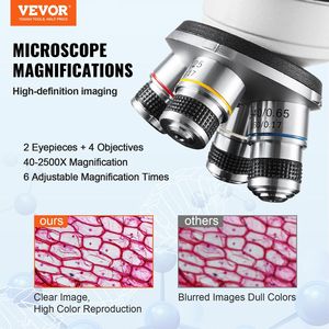40X-2500X Magnification Binocular Compound Lab <b>Microscope</b> with LED Illumination Two-Layer Mech - Product Image 2