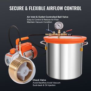 Camera di degassaggio sottovuoto con coperchio in vetro temperato e pompa da 3,5 CFM, kit pompa da 5 galloni a stadio singolo da 25 CFM per vuoto - Product Image 6
