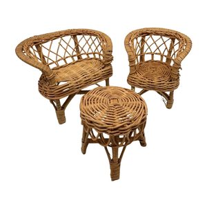 Premium High Quality Rattan Doll <b>Sofa</b> Set <b>Cheap</b> Price Wholesale Factory Price Hot Sale Kids Toy Mini Woven Living Room Set - Product Image 2