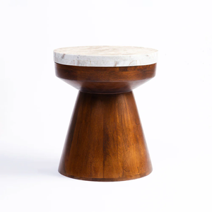 Modern Solid Wood Multi-functional Convertible Extendable Nightstand Mango Wood Side Table with Sawar Marble - Product Image 3