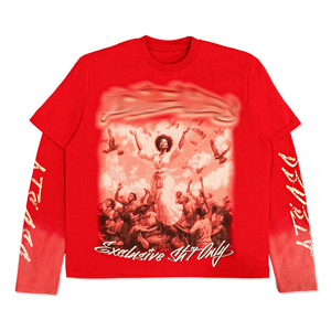 T-shirt sans manches rouge pour homme, coupe classique, avec motif photo imprimé sur le devant, lettres réfléchissantes, streetwear, col rond, en coton tricoté - Product Image 1