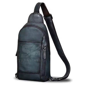 Sac bandoulière unisexe en cuir véritable avec logo personnalisé, couleur unie, pour la vente en gros - Product Image 2