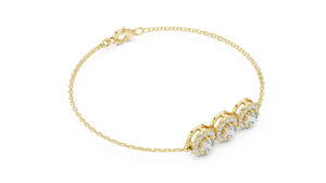 สร้อยข้อมือเพชรทรงกลม Triple Halo Station เพชรเลี้ยงในห้องปฏิบัติการ DEF VVS ทองคำแท้ 10K 14K เครื่องประดับสั่งทำพิเศษสำหรับผู้หญิง ของขวัญ ขายส่ง - Product Image 3