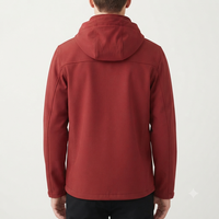 Veste softshell à capuche pour homme, couleur unie, fermeture éclair, coupe-vent, vêtement d'extérieur décontracté, coupe régulière, extérieur en polyester/coton