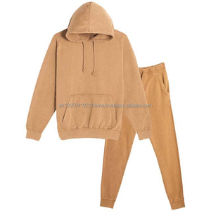 Combinaison de survêtement délavée à l'acide avec impression bouffante streetwear unisexe avec logo personnalisé survêtements à broderie survêtements pour hommes - Product Image 1