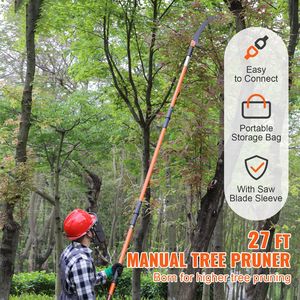 Manual Pole Saw 7.3-27 ft Extendable Tree <b>Pruner</b> with Sharp Steel Blade High Branches Trimming Lightwe Manual Branch Trimmer - Product Image 5