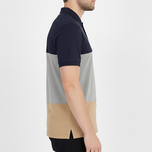 Polo à manches courtes en coton 100 % personnalisé avec logo, color block, respirant, écologique, séchage rapide, avec poche, idéal pour l'été – Grande Vente - Product Image 3