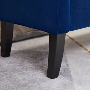 Panca letto in velluto blu navy da 51,5 pollici con contenitore per arredamento soggiorno - Product Image 4