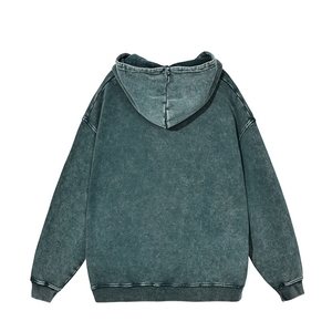 เสื้อฮู้ดสไตล์สตรีทแบบสวมหัว ลวดลายปัก แอคซิดวอช ผ้าฝ้ายถัก 100% สำหรับผู้ชาย ไซส์ใหญ่พิเศษ เหมาะสำหรับฤดูหนาว - Product Image 4
