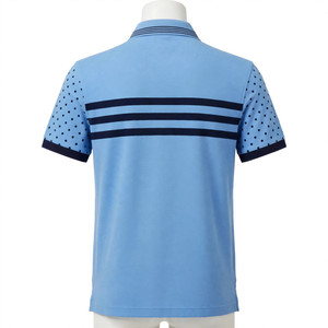 Polo Azul Cielo de Alta Calidad, Personalizable, Transpirable, con Bandas Horizontales en el Pecho, Mangas con Puntos, Tejido de Piqué de Algodón NEXTEX - Product Image 2