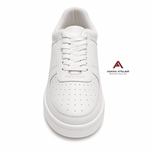Zapatillas Deportivas Asken Atelier Blancas de Piel Genuina, de Caña Baja, con Cordones, Acolchadas, Ligeras, Antideslizantes, con Tacón Oculto - Product Image 3