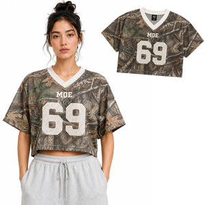 Maillot de football américain personnalisé en maille camouflage Real Tree, impression numérique personnalisée, streetwear, t-shirts camouflage, tee-shirt de football - Product Image 1