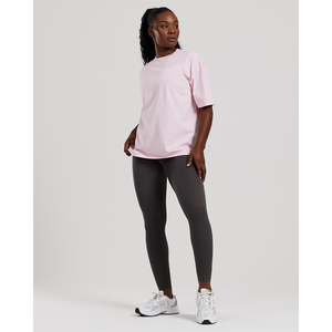 Camiseta de Punto de Manga Corta Rosa para Mujer, Cuello Redondo, Corte Holgado, Transpirable, Informal, para Uso Diario en Todas las Temporadas, Color Sólido - Product Image 5