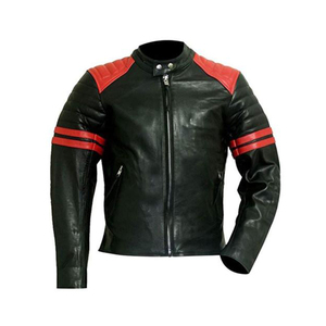 Blouson de moto pour homme noir et rouge, respirant, en maille, avec fermeture éclair, style motard, pour l'été, coupe ajustée, manches classiques - Product Image 5