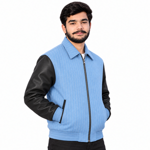 Blouson bomber varsity personnalisé en gros avec doublure polaire et patchs appliqués, coupe ample pour les marques de streetwear américaines - Product Image 3