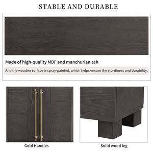 Credenza in Legno Stile Tradizionale con Ripiani Regolabili e Maniglie Dorate per Cucina, Sala da Pranzo e Soggiorno - Product Image 6