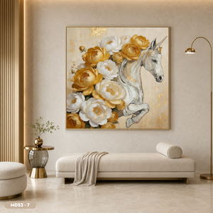 Peinture sur miroir de chevaux au galop peinte à la main de qualité supérieure, décoration murale moderne pour la maison, artisanat, cadre photo en provenance du Vietnam - Product Image 6