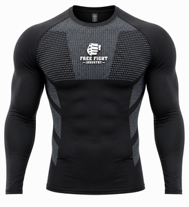 Rashguard à manches longues pour homme, noir, imprimé par sublimation, séchage rapide, polyester et élasthanne, coupe sans couture - Product Image 1