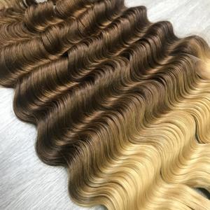 Vente en gros d'extensions de cheveux humains bruts vierges vietnamiens 100% faisceaux Deep Wave en couleur piano - Product Image 3